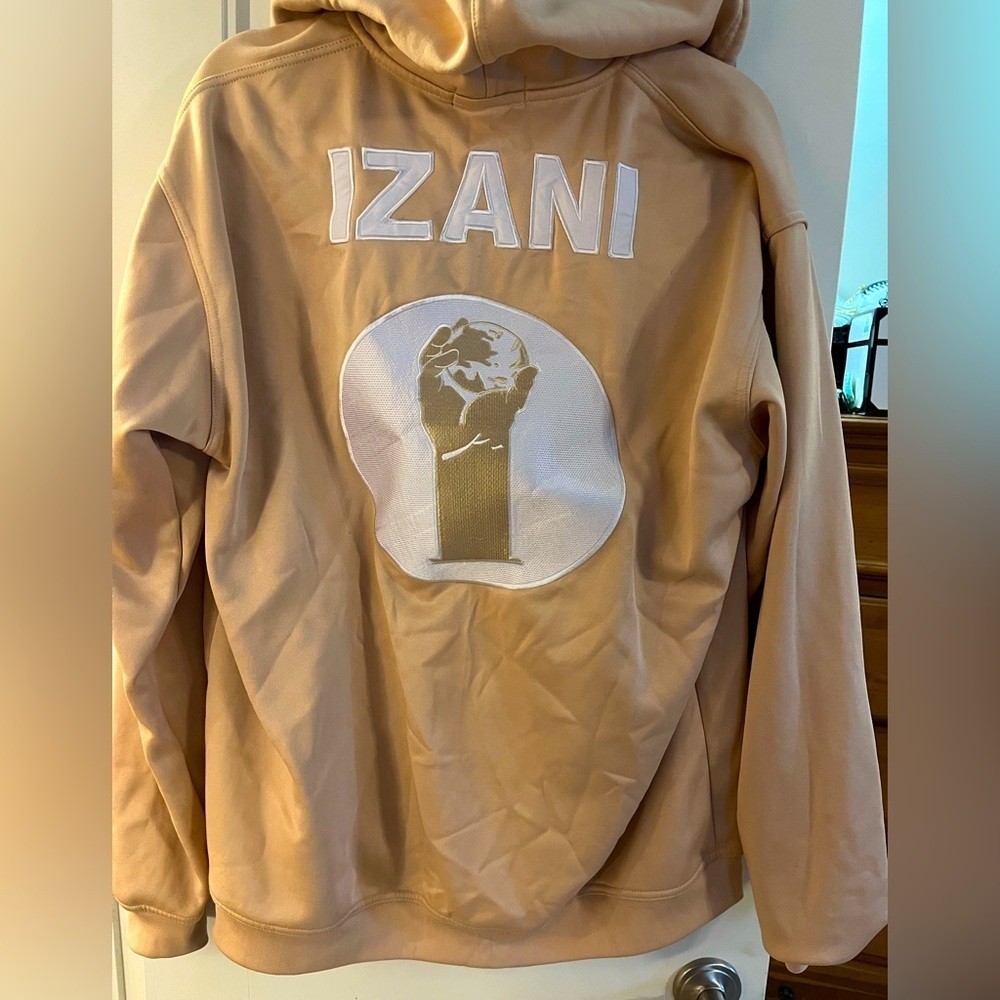 Izani Collection Tan Zip front Hoodie with Full Logo Back, size 3X